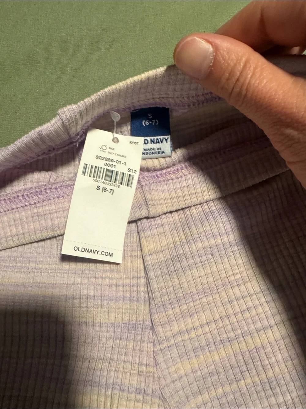 Old Navy Lavender Striped Ribbed Leggings with Scallop Hem